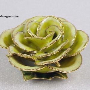 FINAL SALE PRICE NYCO International Cloisonne Rose Shaped Box in Yellow